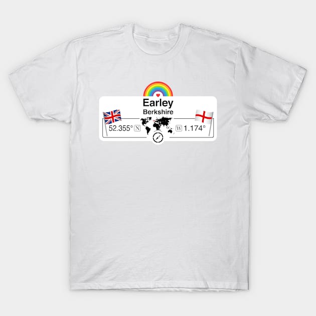 Earley, Berkshire with St. Georges Flag and Rainbow T-Shirt by MapYourWorld